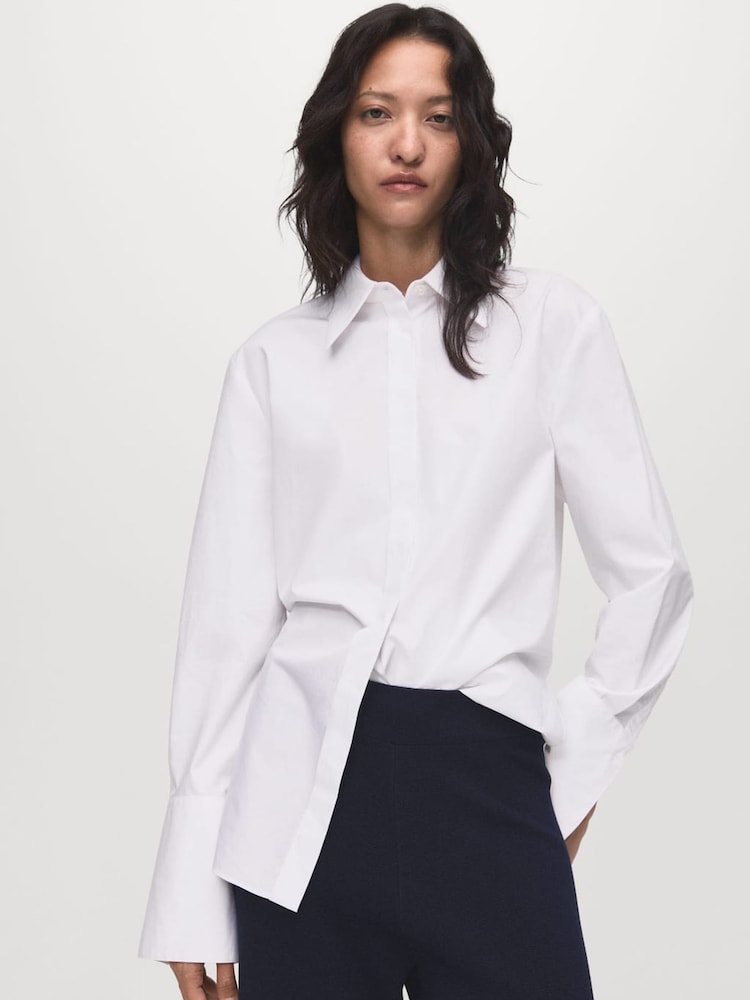 Mango Blue Fine-Knit Straight-Fit Trousers - Image 2 of 6