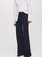 Mango Blue Fine-Knit Straight-Fit Trousers - Image 3 of 6