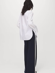 Mango Blue Fine-Knit Straight-Fit Trousers - Image 4 of 6