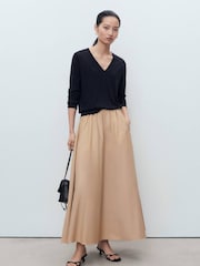 Mango Blue V-Neck Knit Sweater - Image 1 of 7