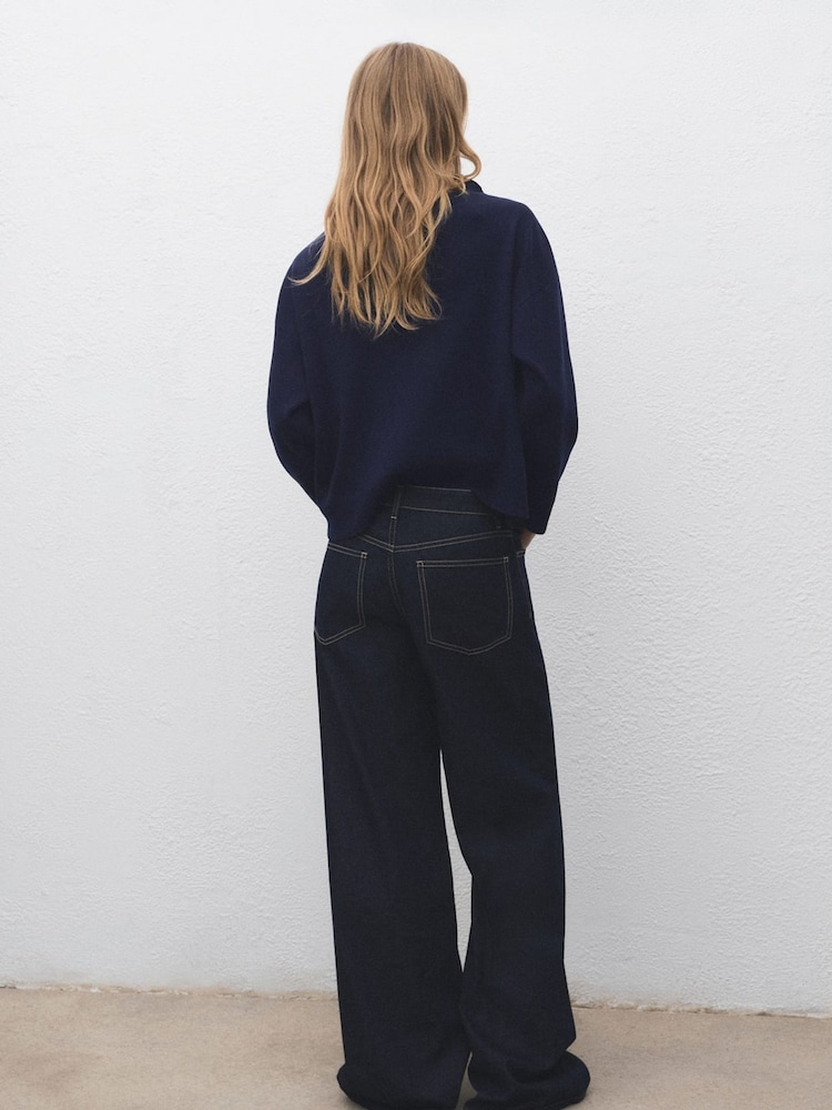 Mango Blue Ruched Turtleneck Sweater - Image 2 of 6