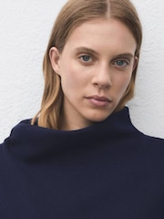 Mango Blue Ruched Turtleneck Sweater - Image 4 of 6