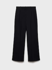 Mango Black Straight Fit Pleated Trousers - Image 5 of 6