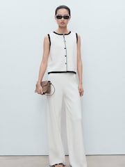 Mango White Contrast Knit Waistcoats - Image 1 of 6