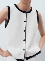 Mango White Contrast Knit Waistcoats - Image 3 of 6