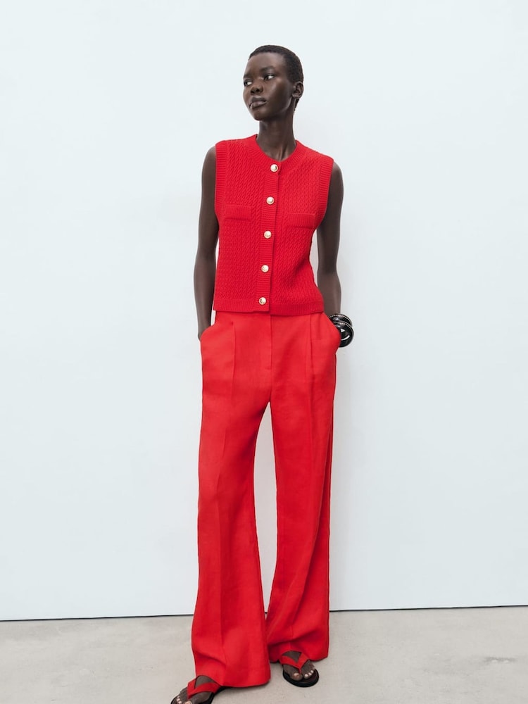 Mango Red Winneba Waistcoat - Image 1 of 6