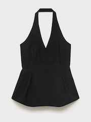 Mango Black Halter-Neck Peplum Waistcoat - Image 6 of 6
