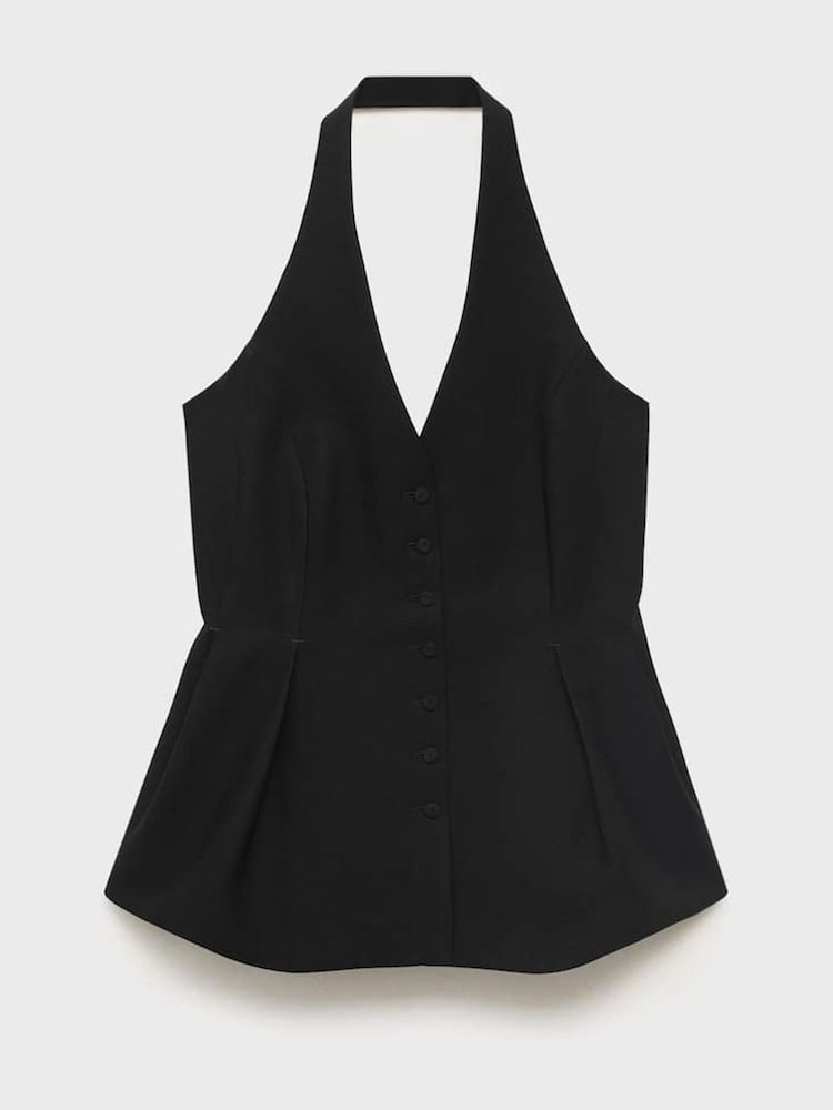 Mango Black Halter-Neck Peplum Waistcoat - Image 6 of 6