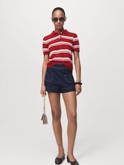 Mango Red Short-Sleeved Polo-Neck Sweater - Image 3 of 4