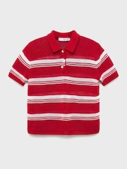 Mango Red Short-Sleeved Polo-Neck Sweater - Image 4 of 4