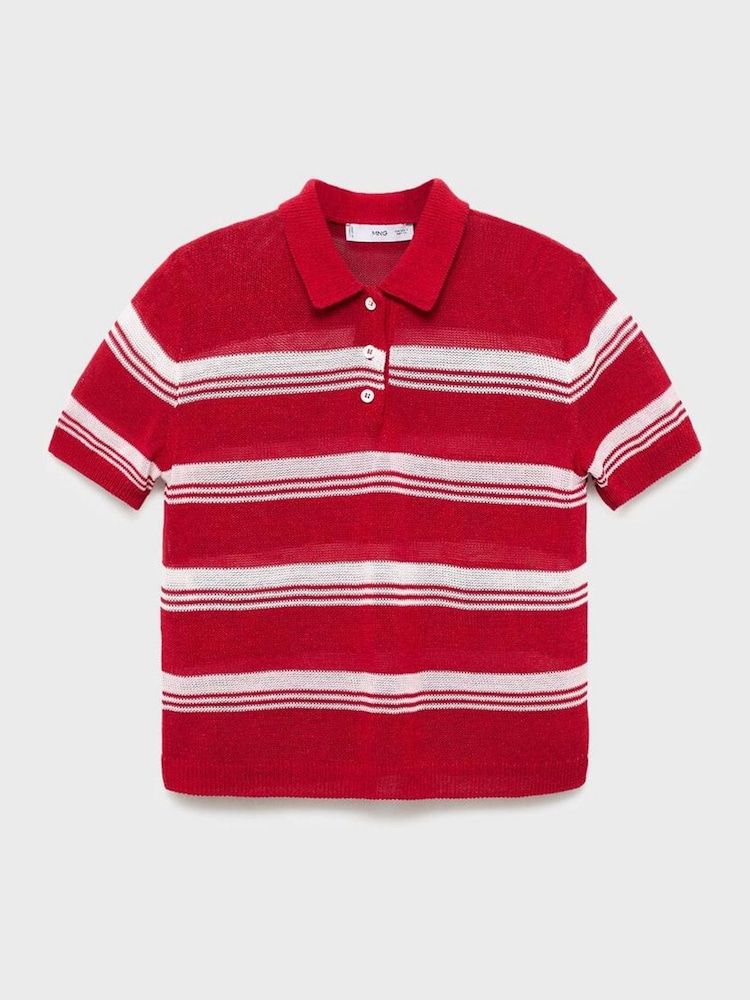 Mango Red Short-Sleeved Polo-Neck Sweater - Image 4 of 4