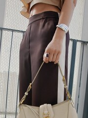 Mango Purple Contrast Stripe Straight Trousers - Image 3 of 5