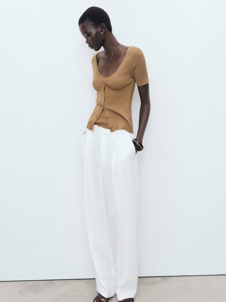 Mango Brown Mixed Ribbed Sweater - Image 1 of 6