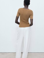 Mango Brown Mixed Ribbed Sweater - Image 3 of 6