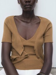 Mango Brown Mixed Ribbed Sweater - Image 4 of 6