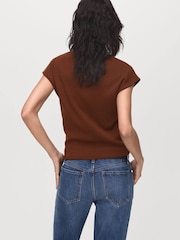 Mango Brown Short-Sleeved Fine-Knit Sweater - Image 2 of 6
