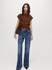 Mango Brown Short-Sleeved Fine-Knit Sweater - Image 3 of 6
