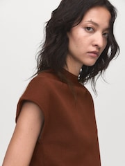 Mango Brown Short-Sleeved Fine-Knit Sweater - Image 4 of 6