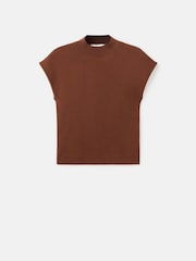 Mango Brown Short-Sleeved Fine-Knit Sweater - Image 5 of 6