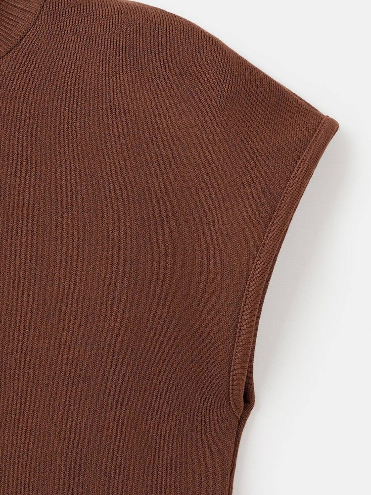 Mango Brown Short-Sleeved Fine-Knit Sweater - Image 6 of 6