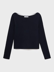 Mango Blue Fine-Knit Boat-Neck Sweater - Image 5 of 6