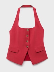 Mango Red Linen-Blend Suit Waistcoat - Image 6 of 7