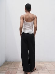 Mango Black Pleated Wide Leg Trousers - Image 3 of 8