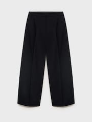 Mango Black Pleated Wide Leg Trousers - Image 7 of 8