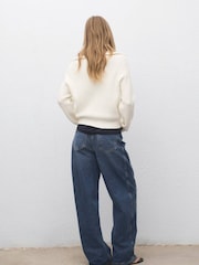 Mango Brown Knit Zipper Sweater - Image 2 of 6