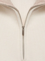 Mango Brown Knit Zipper Sweater - Image 6 of 6