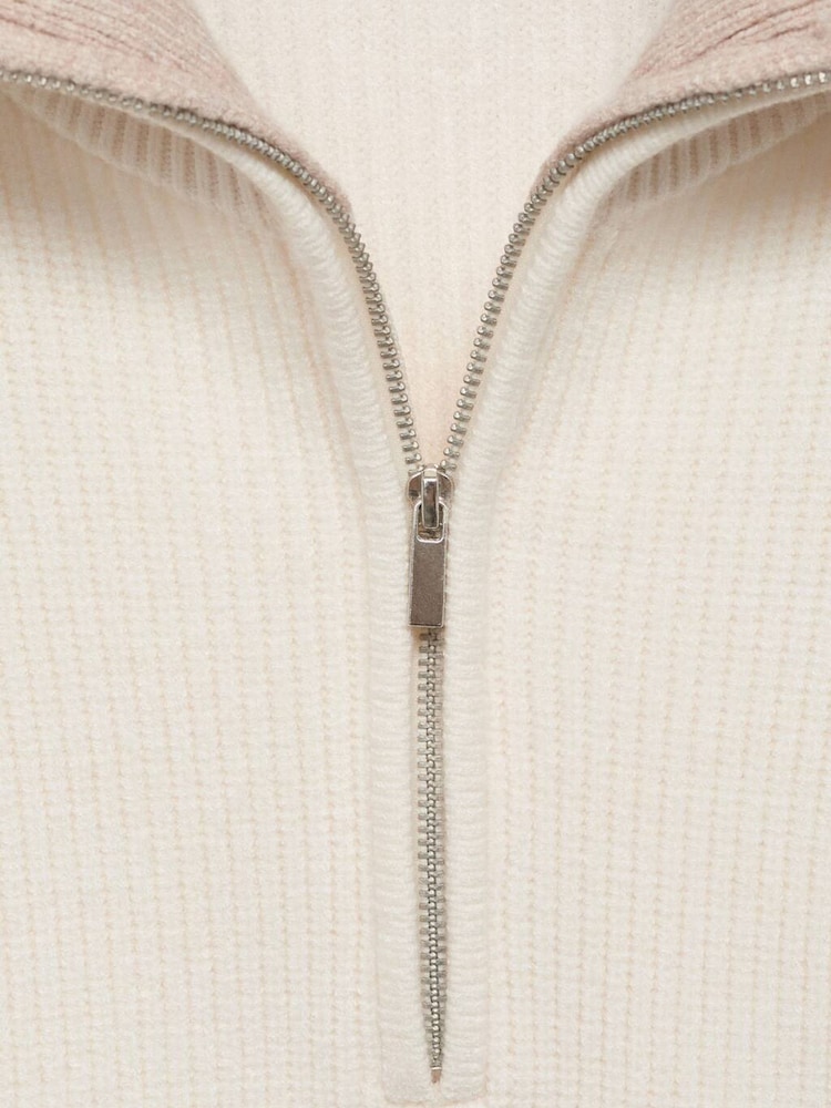 Mango Brown Knit Zipper Sweater - Image 6 of 6