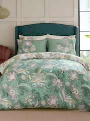 Sara Miller Navy or Light Mink Pink Passiflora 220 Thread Count Duvet Cover and Pillowcase Set - Image 1 of 11