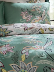 Sara Miller Navy or Light Mink Pink Passiflora 220 Thread Count Duvet Cover and Pillowcase Set - Image 3 of 11
