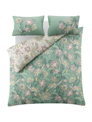 Sara Miller Navy or Light Mink Pink Passiflora 220 Thread Count Duvet Cover and Pillowcase Set - Image 4 of 11