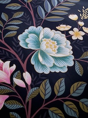 Sara Miller Deep Olive Green Oriental Blossom 220 Thread Count Duvet Cover and Pillowcase Set - Image 10 of 10