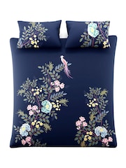 Sara Miller Deep Olive Green Oriental Blossom 220 Thread Count Duvet Cover and Pillowcase Set - Image 5 of 10