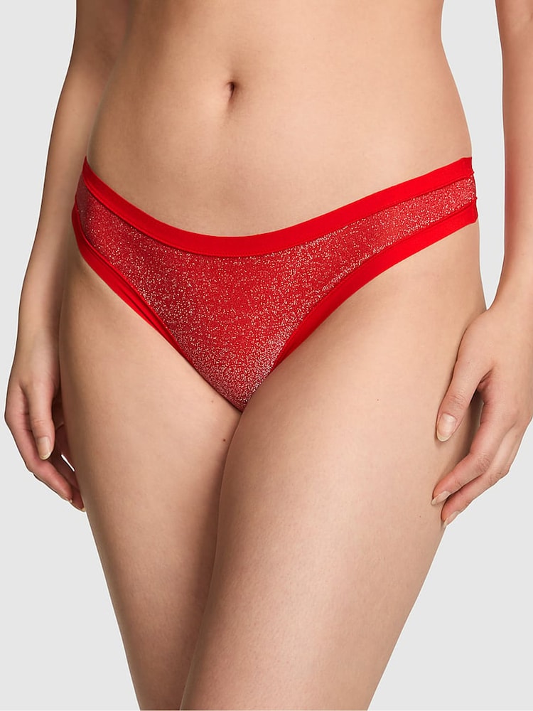 Victoria's Secret Pink Bright Vermillion Red Shine Thong No Show Knickers - Image 1 of 2 Victoria's Secret Pink Bright Vermillion Red Shine Thong No Show Knickers - Image 1 of 2