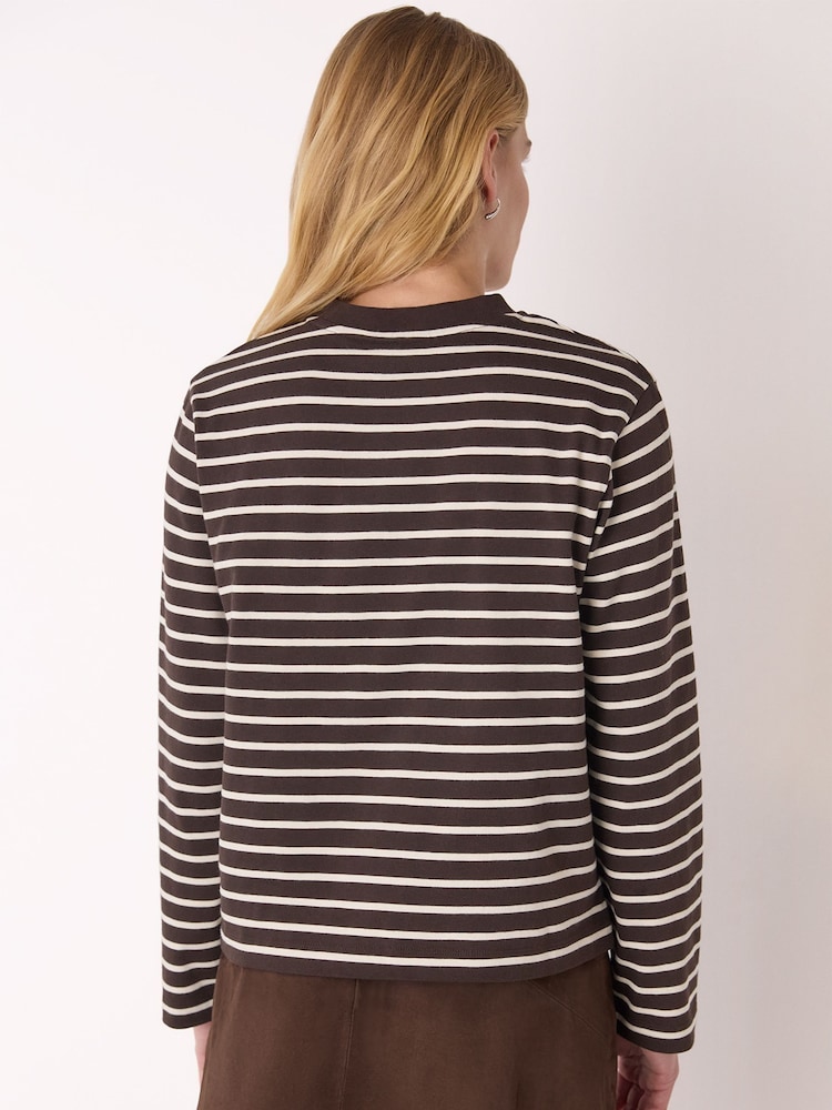 Whistles Brown Stripe Cotton Jersey - Image 2 of 5