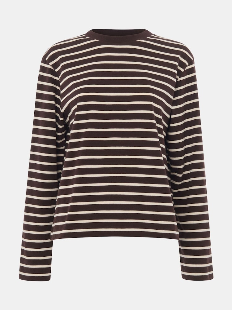 Whistles Brown Stripe Cotton Jersey - Image 5 of 5
