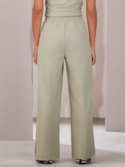 Sage Green Woven Look Wide Leg Trousers - Image 3 of 7