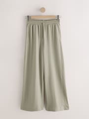Sage Green Woven Look Wide Leg Trousers - Image 5 of 7