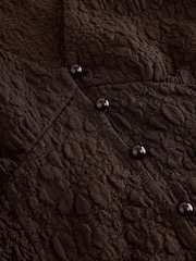 Maro Ciocolată - Lace V-Neck Short Sleeve Waistcoat - Imaginea 7 din 8