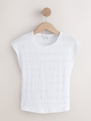 Blanco - Short Sleeve Textured Crew Neck Top - Imagen 7 de 9