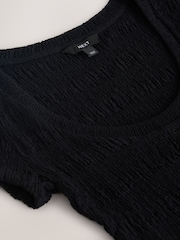Black Texture Short Sleeved Scoop Neck Top - Image 7 of 8