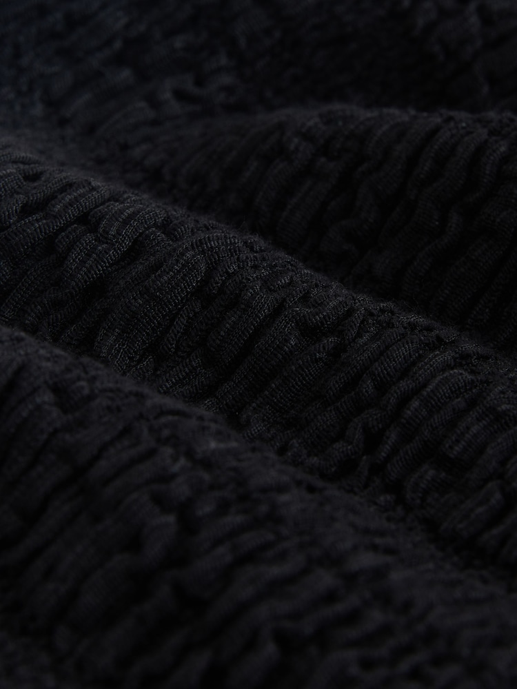 Black Texture Short Sleeved Scoop Neck Top - Image 8 of 8