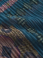 Blaugrüner Druck - National Trust x Next Crinkle-Mesh Langarmshirt mit Rundhalsausschnitt - Bild 9 von 9