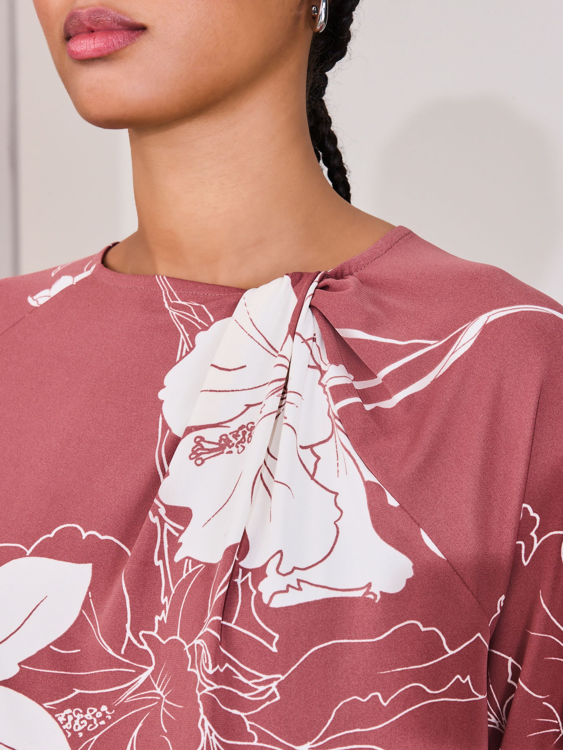 Buy Rose Floral Print Twist Neck Long Sleeve Blouse from Next Canada