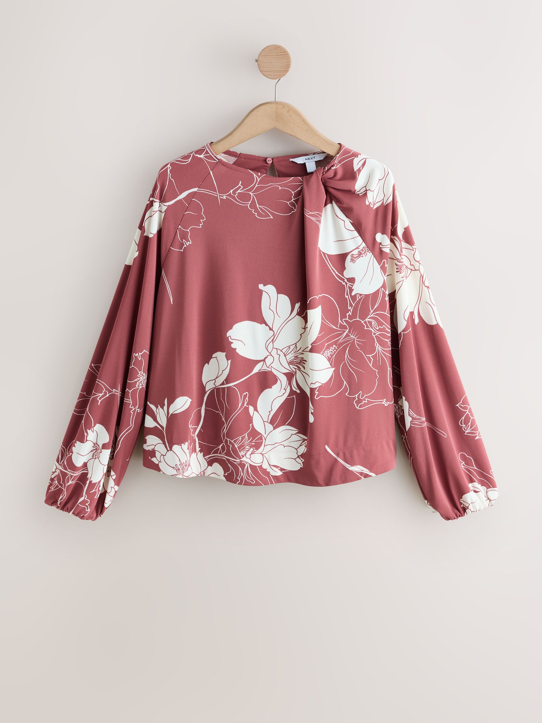 Buy Rose Floral Print Twist Neck Long Sleeve Blouse from Next Canada