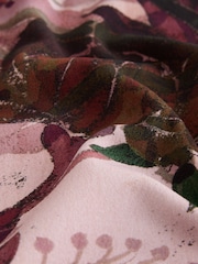 Pink Palm Print V-Neck Short Sleeved Tie Waist Top - Image 8 of 9