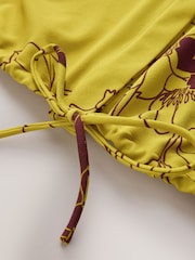 Green Floral Print V-Neck Short Sleeved Tie Waist Top - Image 2 of 3